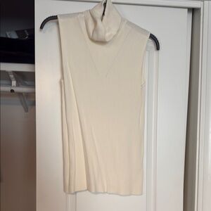 Elegant Cream Sleeveless Turtleneck Sweater